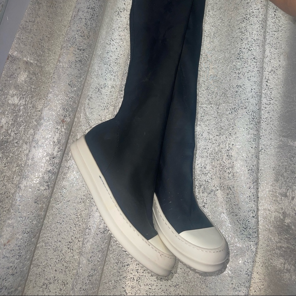 Rick Owens size 7.5 black thigh high gently used (worn once) very comfy stretchy